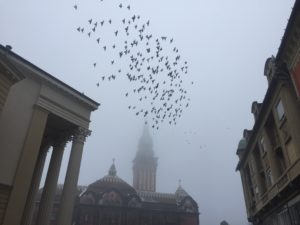 Gradska kuca Subotica magla