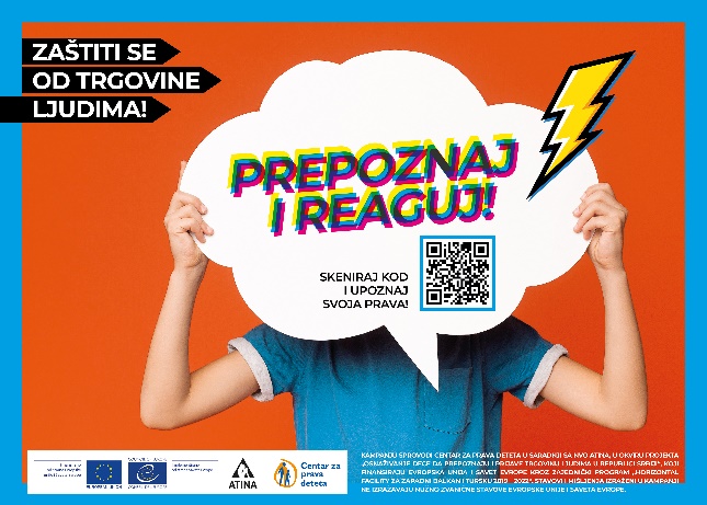 Centar za prava deteta (CPD) izradio poster za potrebe promocije digitalne platforme “Zaštita dece od trgovine ljudima”